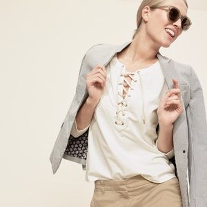 J.CREW IVORY LACE UP TOP